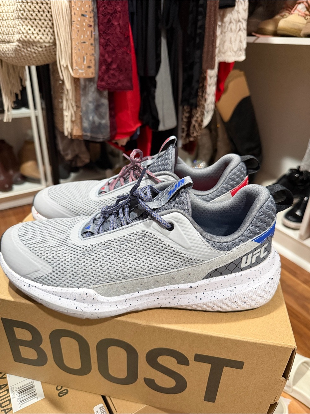 UFC Men's Light Gray Mesh Athletic Sneakers - special coaches edition - size 11